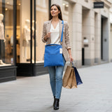 TASCHE SCHULTERTASCHE HELLBLAU  Reißverschluss Damentasche Metallringe