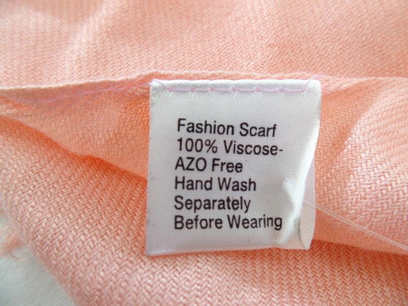 Schals Tuch Stola mit Fransen Lachs 100 % Viscose XXL Schal 190 cm Lang 65 Breit