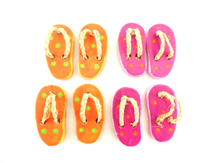 Badeschuhe  4 Paar 8 Stück Pink Orange 6 cm Keramik Ton Dekoration Basteln