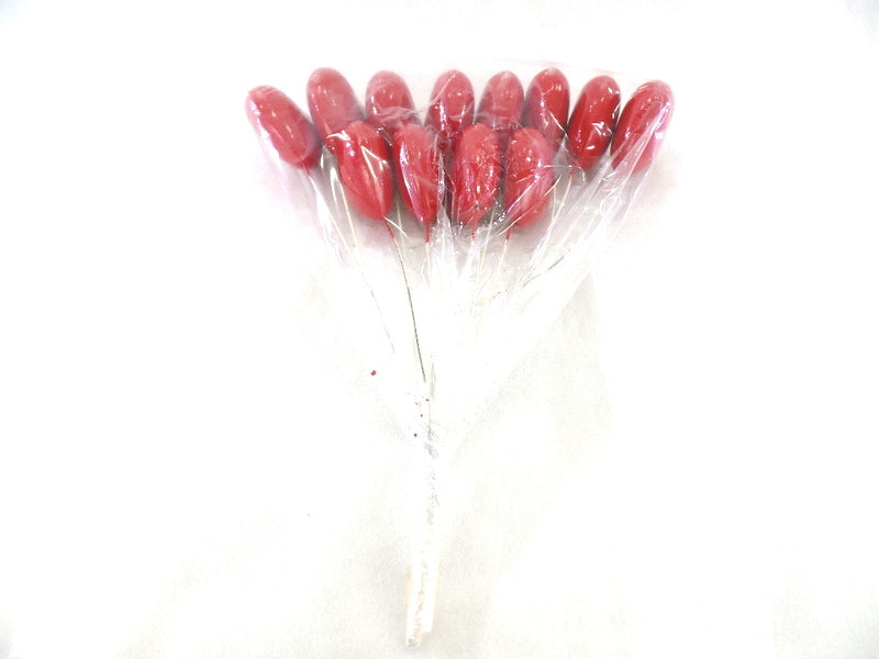 Herzen 12 Stück Kunststoffherzen am Stab 5 x 5 cm Rot lackiert Blumenstecker