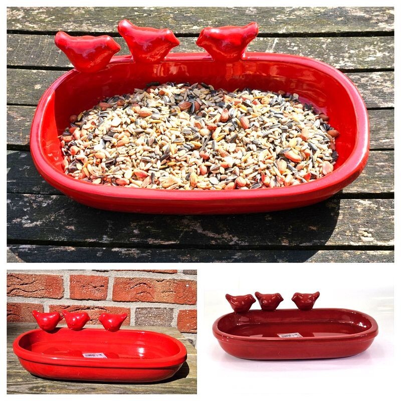 Vogeltränke Vogelbad Rot Garten Wasserschalen Vogelbecken Tiertränke Geschenk