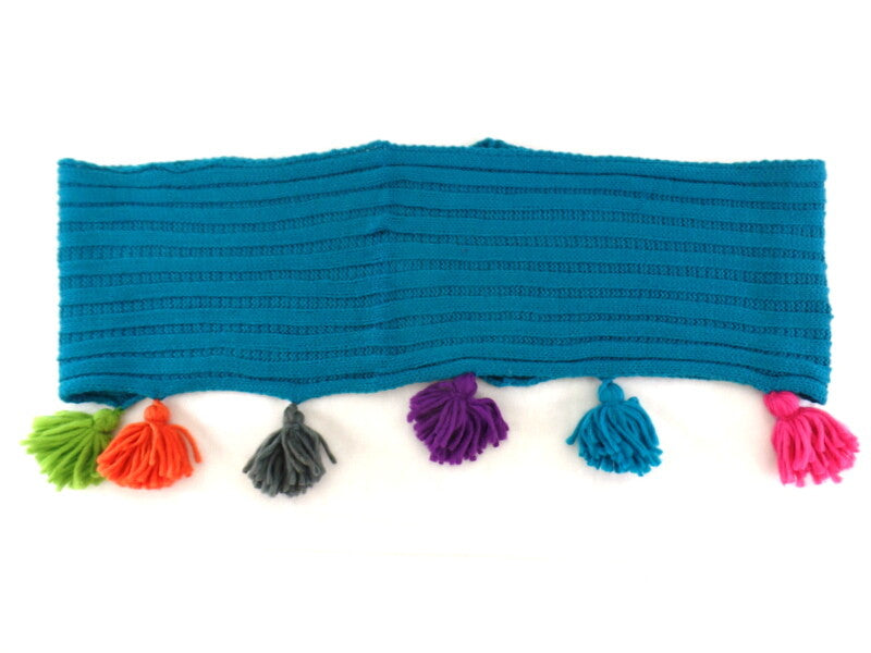 Schal Rundschal Loop Wickelschal Türkis gestrickt Polyester Quasten 70 x 25 cm