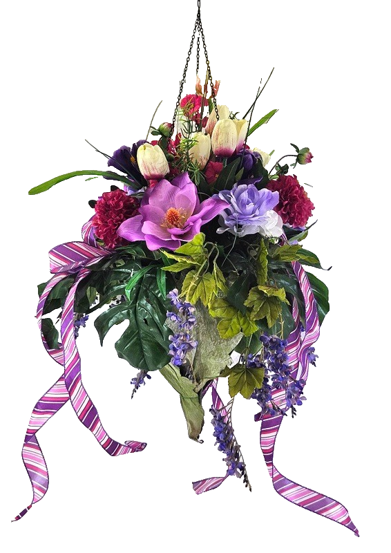 Pflanzenampel Hängeampel Blumenampel künstliche Blumen Kunstblumen Ampel Tulpen