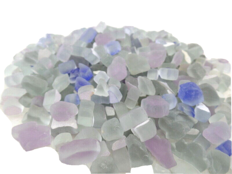 Mosaik Crush Glas matt 650g Grau Lila Blau unregelmäßig Mix Milchglas Steine DIY