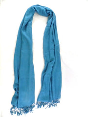 Schal Tuch Stola Fransen Türkis 100 % Viscose XXL Schal 190 Lang 65 Breit