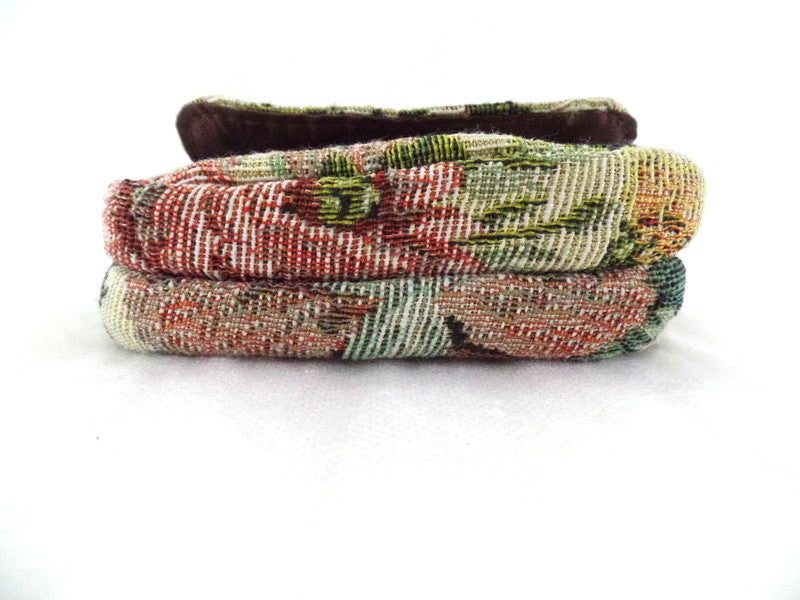 Geldbörse Beige Portmonaie Wallet Etui fortlaufendes Blumenmuster Magnetversch
