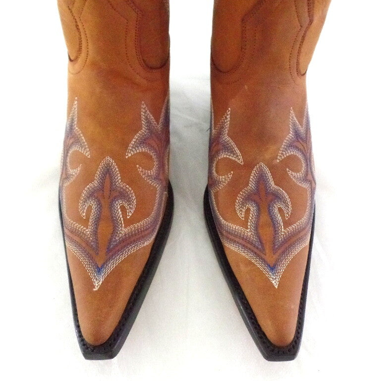 Westernstiefel 38 Hellbraun Lane Cowboystiefel Echt Leder spitz Applikationen
