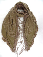 Schal Tuch Lagenlook Kunstfell Spitzenrand Fransen 170 L x 30 cm Blümchenmuster