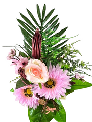Casa-Poador künstliches Blumengesteck Rosa Gerbera Rosen Frühling