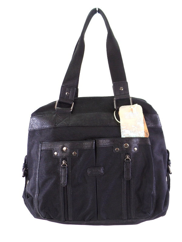 Geoss Tasche Schwarz Schultertasche Reißverschluss Damentasche