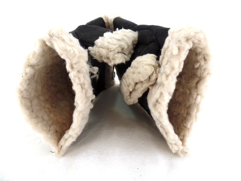 Handschuhe Fingerlos Schwarz L / XL Kunstleder Kunstfell Natural Spirit