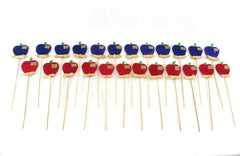 Blumenstecker Apfelmotive 24 Stück je 12 Blau 12 Rot 30 cm L. am Stab Deko