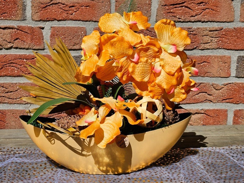 Casa-Poador Weihnachtsgesteck ellipse Orange Orchidee Rose künstlich Dekoration