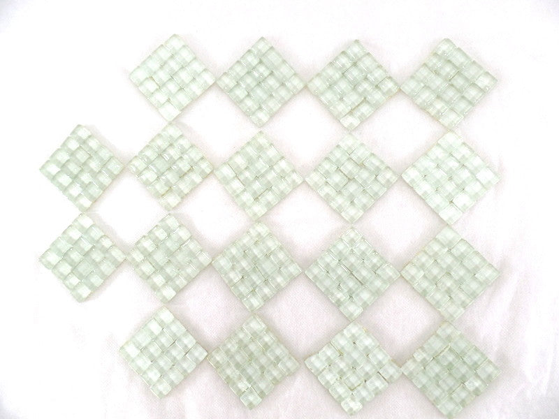 BORDÜRE Glasmosaik Weiß Klarglas Borde 18 x Quadrate 50 x 50 mm 288 Steine 5 mm