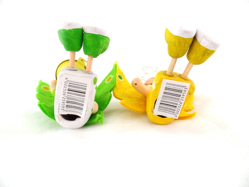 Schmetterling Elfen Figuren Set 4 Stck sitzend Keramik Ton Gelb Grün 8 cm