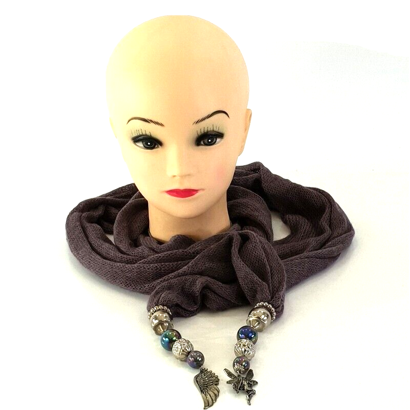 Schal Tuch Lila / Flieder Schmuck Anhänger Kugeln Engelflügel Elfe