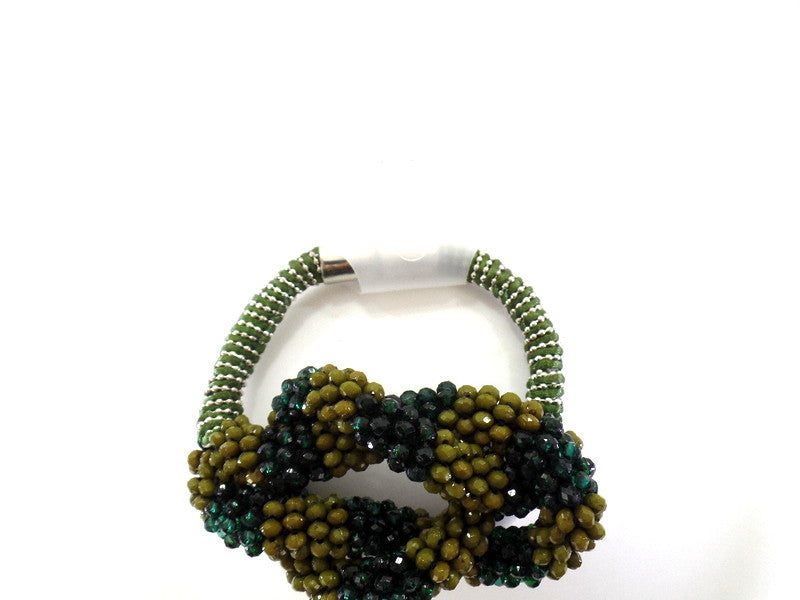 Fashion Jewelry Grün Olivgrün Armband Modeschmuck Magnetverschlus PerlenKnoten