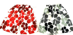 Badehosen Kinder 3 für 2 Badeshorts 146-158 Hibiskus Shorts rot schwarz Kinder
