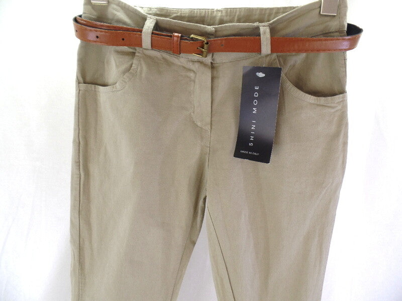 Hose Größe S Beige Stoffhose Shini Mode mit Gürtel