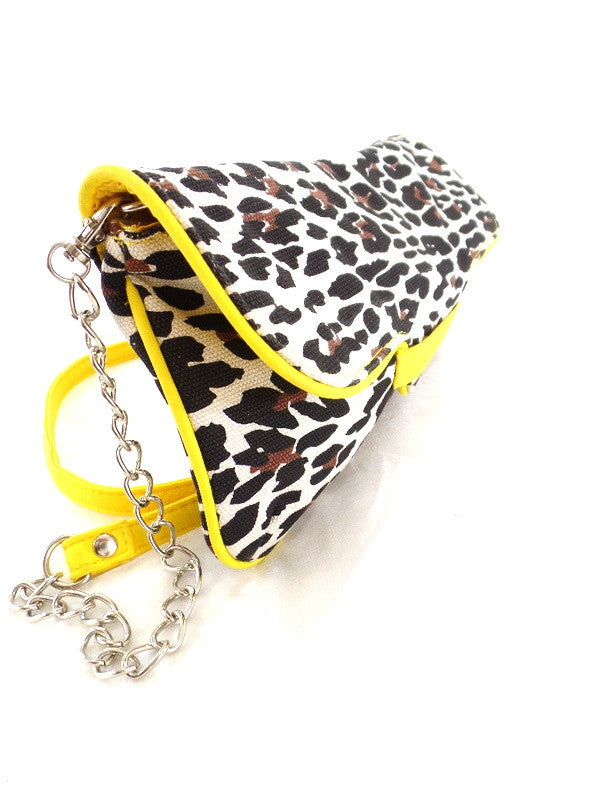 Spooky Girl Umhängetasche Gelb mit Leopardenmuster Schultertasche