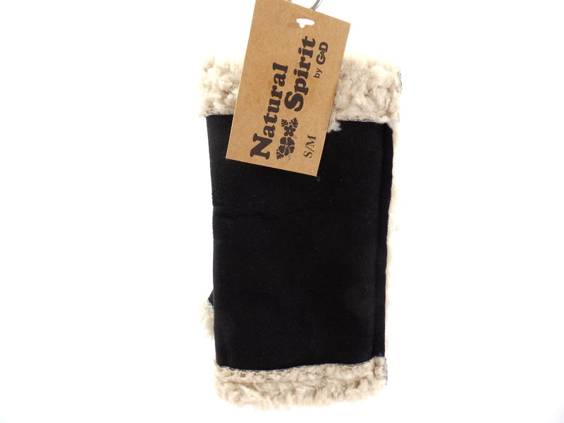 Handschuhe Fingerlos Schwarz S / M Kunstleder Kunstfell Natural Spirit