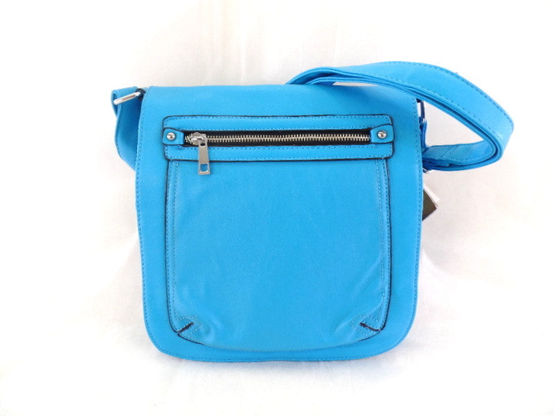 Mahel Schultertasche Hellblau Umhängetasche Lederimitat Magnet / Reißverschluss
