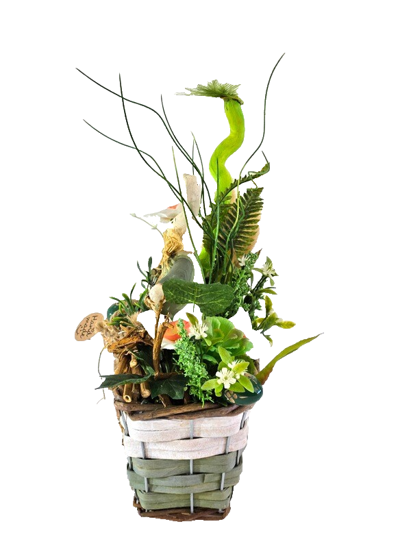 Casa-Poador Ostergesteck Weiß Grün Kunstblumen OsterglockenEier Keramikhase Deko