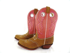 Westernstiefel Cowboyboot 39 beige rosa Cowboymotiv Application Rudel Leder