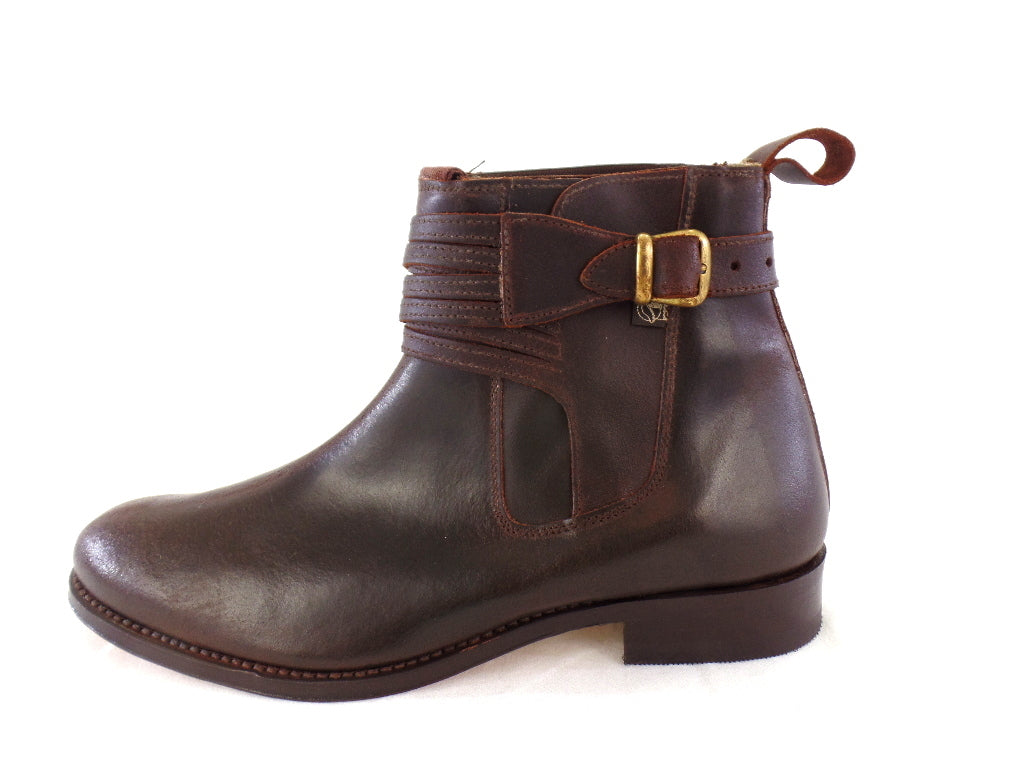 Reitstiefelette 45 Braun Rund Echtleder Cambrelle Schnalle Labor USA 11,5 UK 11