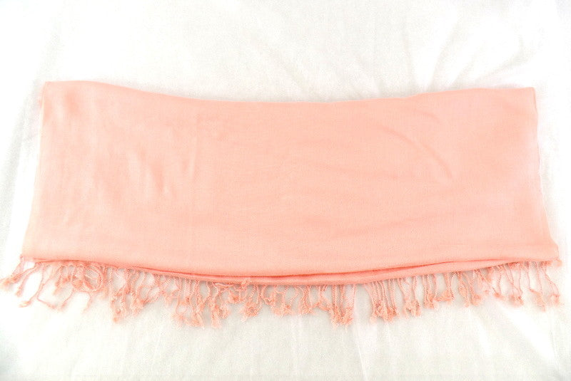 Schals Tuch Stola mit Fransen Lachs 100 % Viscose XXL Schal 190 cm Lang 65 Breit