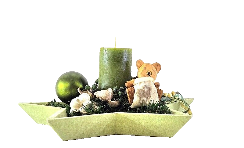 Casa-Poador Sternteller Kerze Grün FilzsternWeihnachten Adventsgesteck Tischdeko