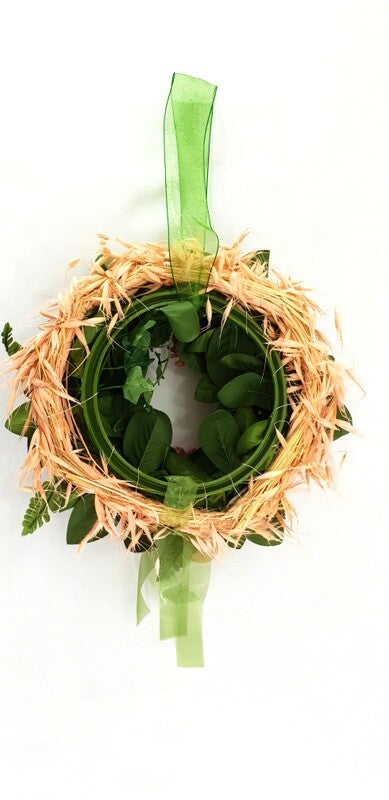 Kranz Tür / Wand Kranz künstlich wie echt Rosen Rosa Grün 25 cm Hafer