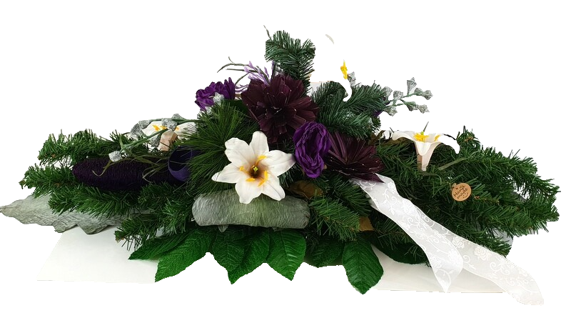 Grabschmuck Beerdigung Exoten Lila Rosa künstliche Blumen Totensonntag Friedhof