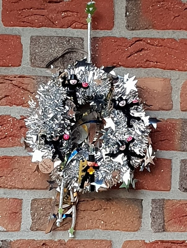 Türkranz Wandkranz Silber Glitzerband künstlich 25 cm Silvester Neujahr Glück