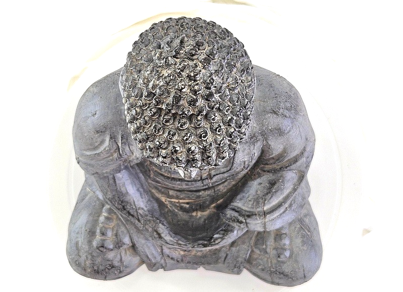 Buddha Figur sitzend Feng Shui Statue Thai grau 30 x 20 x 18 cm Deko Geschenk