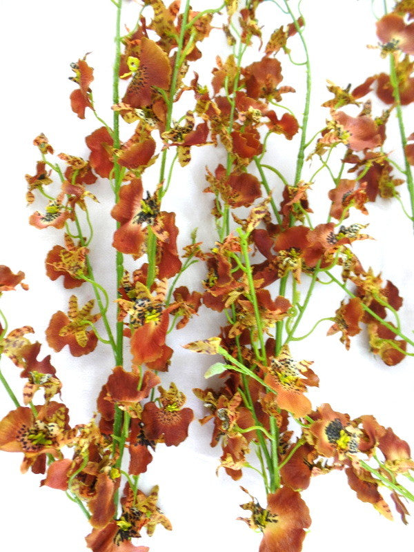 Künstliche Seidenblumen Orchideen Braun Rost 4 Zweige 100 cm Dekoration Top