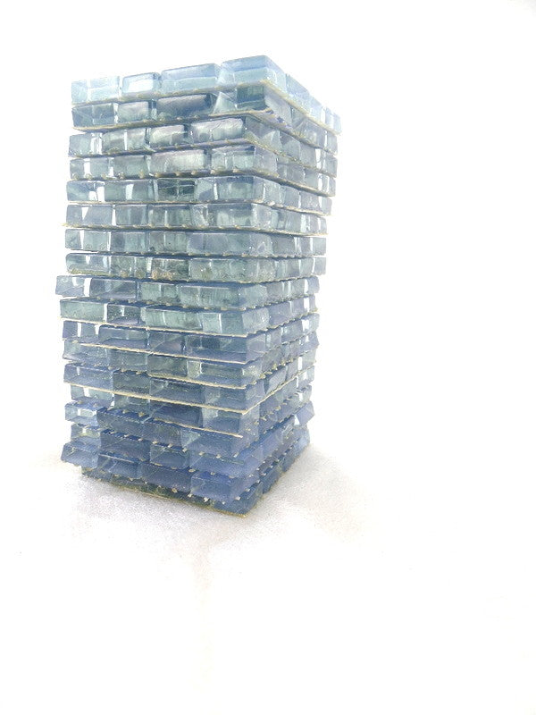 BORDÜRE Glasmosaik Hellblau Klarglas unregelmäßig 18 x 50 x 50mm 288 Steine 5 mm