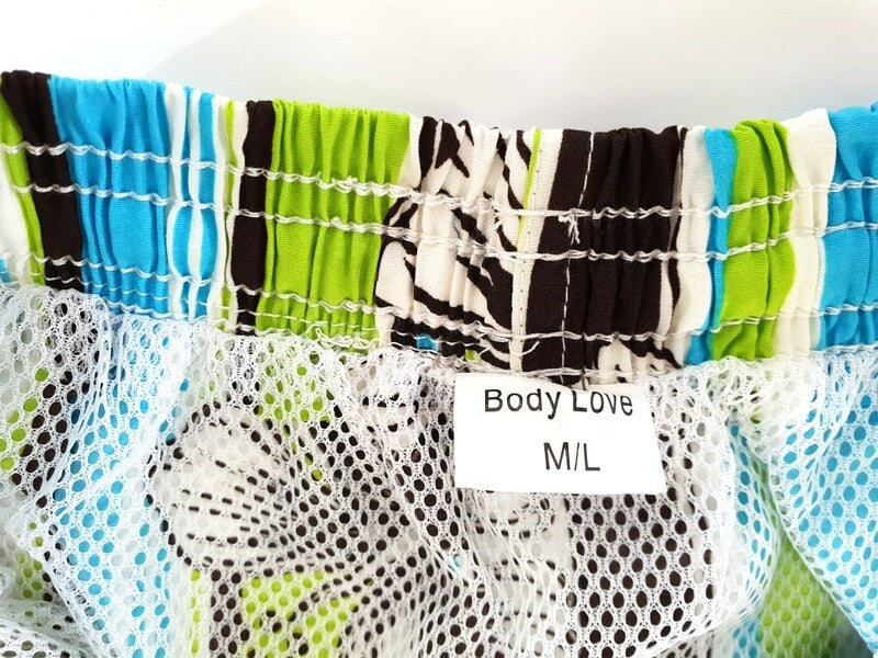 Short Badehose Badeshorts M / L Lotus Shorts geblümt gestreift Grün Blau Braun