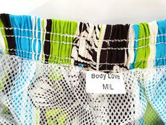 Short Badehose Badeshorts M / L Lotus Shorts geblümt gestreift Grün Blau Braun