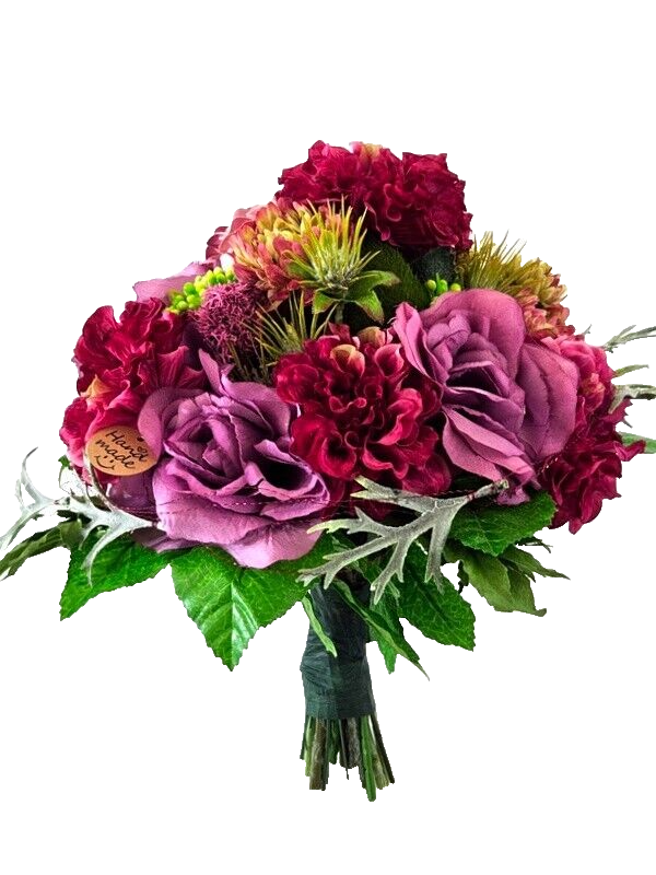Strauß künstlich Rosa Pink Grün Kunstblumen 30 cm Lang 30 D rund