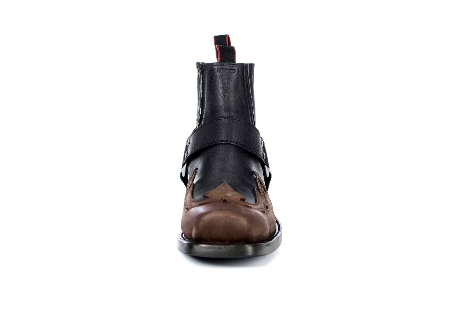 Biker Short Strip Black Waxi Boot Größe 44 Schwarz Echtleder Rudel Bikerstiefel