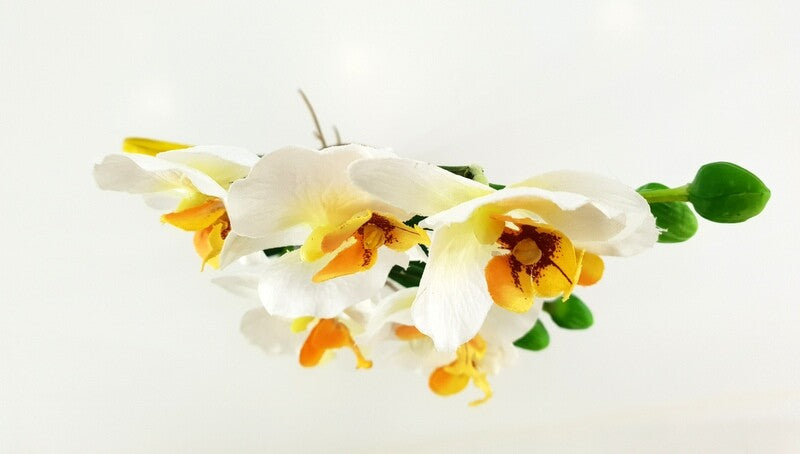 Orchidee Gesteck Kunstblume Pflanze Weiß Gelb Blume Deko 25 cm H Phalaenopsis