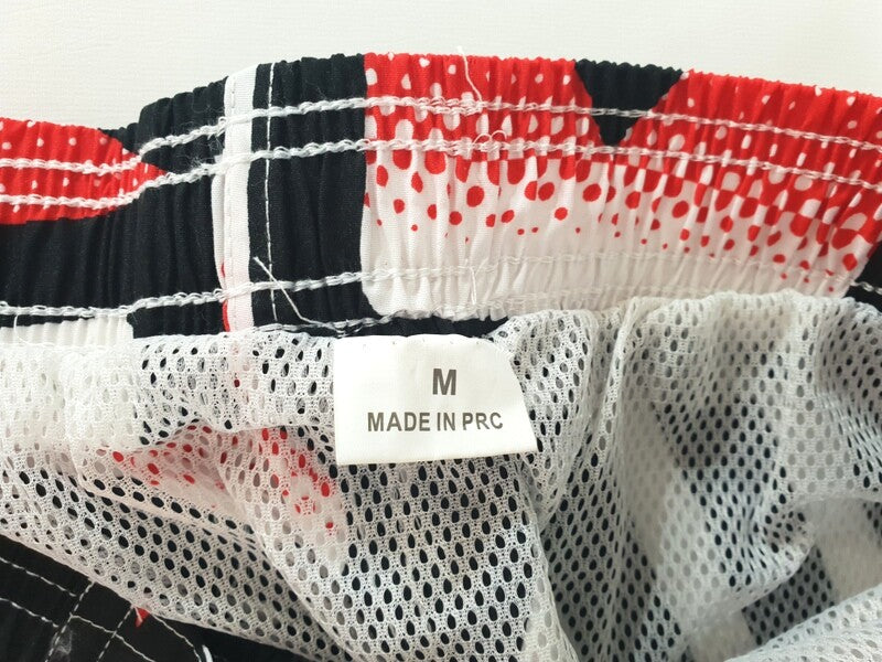 Badehose Badeshorts M Beach Wear E & F Shorts Schwarz Weiß Rot gemustert