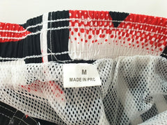 Badehose Badeshorts M Beach Wear E & F Shorts Schwarz Weiß Rot gemustert