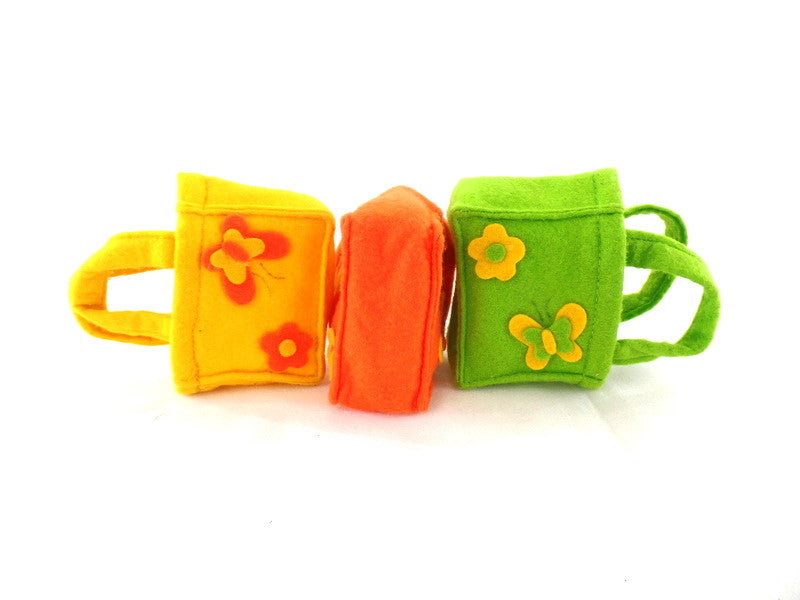 Filztüten Taschen 24 Stück  je 8 Stück in 3 Farben  gelb orange grün Deko