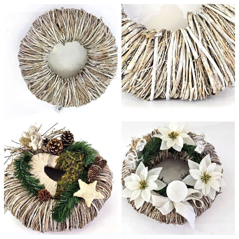 Kranz Türkranz Wand Kranz trocken Weiß gekalkt 30 cm Rebenkranz Natur Dekoration