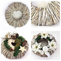 Kranz Türkranz Wand Kranz trocken Weiß gekalkt 30 cm Rebenkranz Natur Dekoration