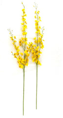 Künstliche Seidenblumen Orchideen Gelb / Braun 4 Zweige 100 cm Dekoration Top !