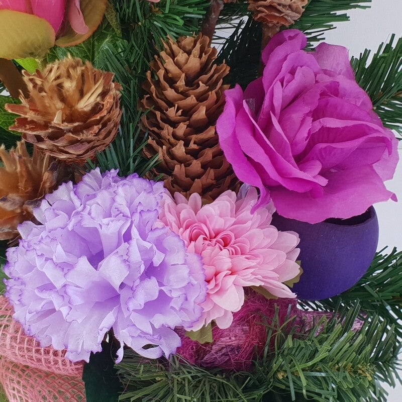 Grabschmuck Trockenblumen Exoten Lila Rosa Naturmaterial Totensonntag Friedhof
