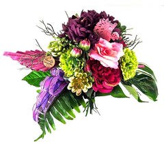 Strauß künstlich Bourdaux Pink Kunstblumen Holzigel Palm Speer 30 cm H Geschenk